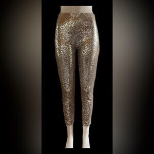 Silver Sequin XS lined Cropped Pants, petite length, NWT, Cable & Gauge